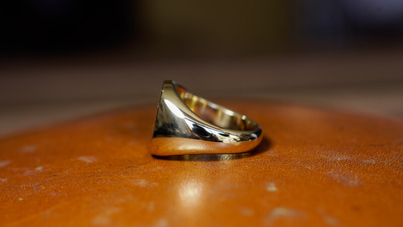 Hand Engraved Mellow Square Signet Ring(Brass)「OAT」_5 Hand Engraved Mellow Square Signet Ring(Brass)「OAT」_5