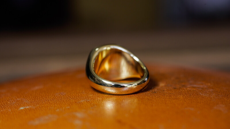 Hand Engraved Mellow Square Signet Ring(Brass)「OAT」_6 Hand Engraved Mellow Square Signet Ring(Brass)「OAT」_6