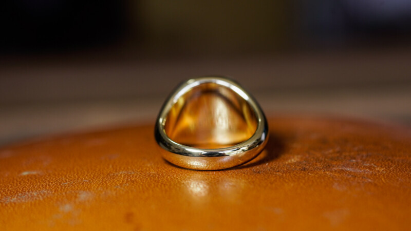 Hand Engraved Mellow Square Signet Ring(Brass)「OAT」_7 Hand Engraved Mellow Square Signet Ring(Brass)「OAT」_7