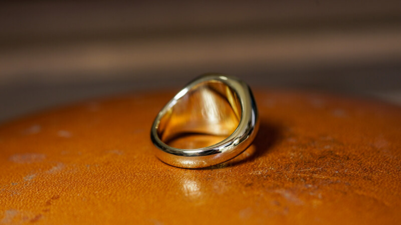 Hand Engraved Mellow Square Signet Ring(Brass)「OAT」_8 Hand Engraved Mellow Square Signet Ring(Brass)「OAT」_8