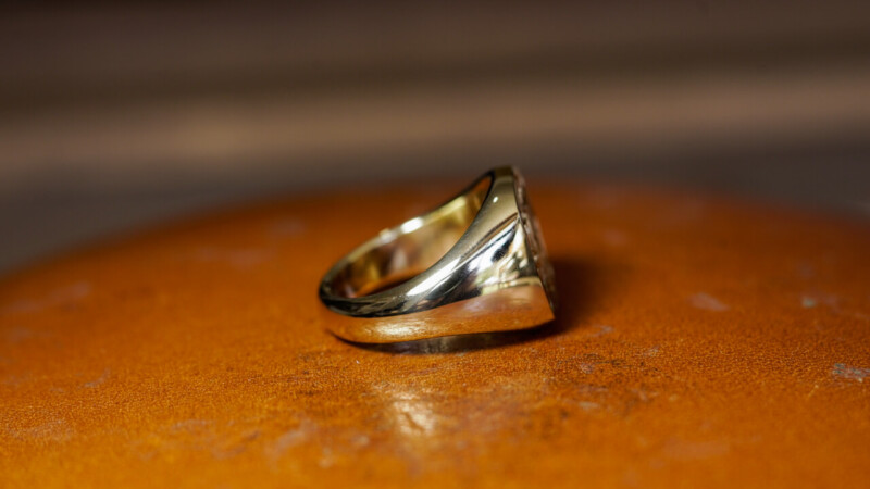 Hand Engraved Mellow Square Signet Ring(Brass)「OAT」_9 Hand Engraved Mellow Square Signet Ring(Brass)「OAT」_9