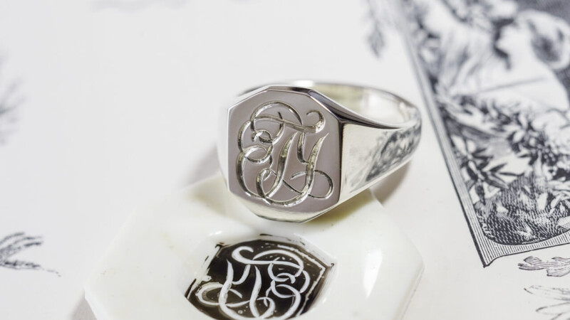 【Semi-custom made】Hand Engraved Octagon Signet Ring(Sv925) 「TY」 【Semi-custom made】Hand Engraved Octagon Signet Ring(Sv925) 「TY」