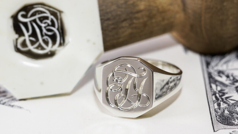 【Semi-custom made】Hand Engraved Octagon Signet Ring(Sv925) 「TY」_2 【Semi-custom made】Hand Engraved Octagon Signet Ring(Sv925) 「TY」_2