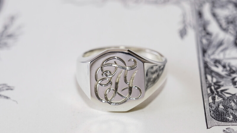 【Semi-custom made】Hand Engraved Octagon Signet Ring(Sv925) 「TY」_4 【Semi-custom made】Hand Engraved Octagon Signet Ring(Sv925) 「TY」_4