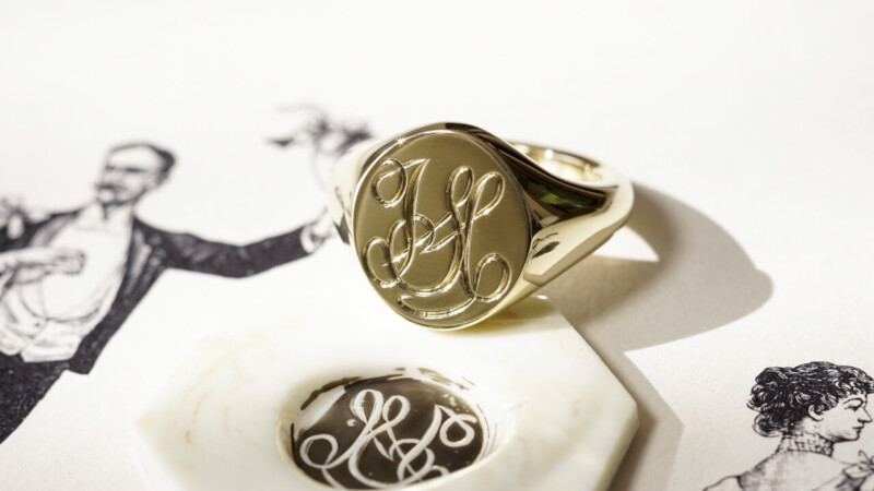 【Semi-custom made】Hand Engraved Pair Oval Signet Ring(Brass)「HA」「SH」_6 【Semi-custom made】Hand Engraved Pair Oval Signet Ring(Brass)「HA」「SH」_6