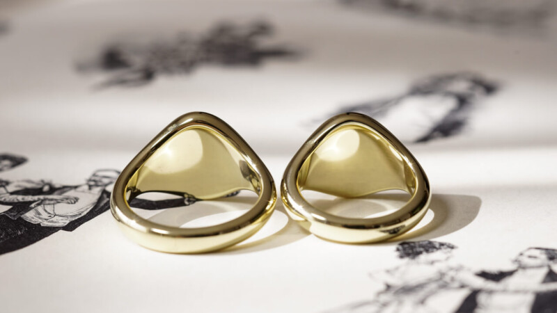 【Semi-custom made】Hand Engraved Pair Oval Signet Ring(Brass)「HA」「SH」_9 【Semi-custom made】Hand Engraved Pair Oval Signet Ring(Brass)「HA」「SH」_9