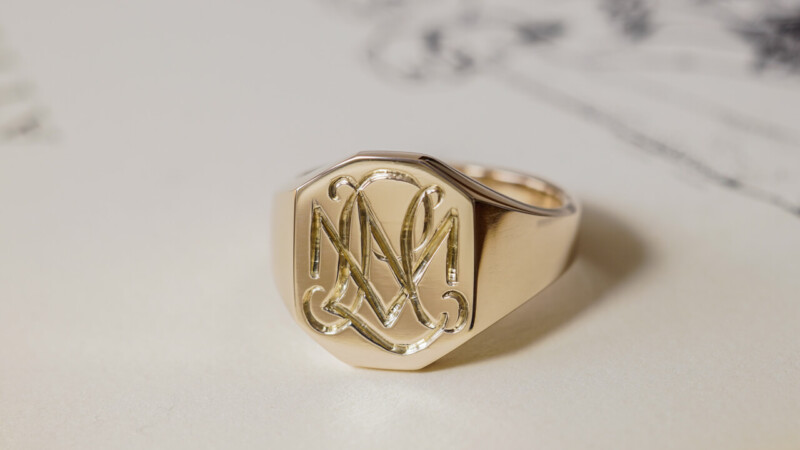【Semi-custom made】Hand Engraved Octagon Signet Ring(9ct Yellow Gold) 「NML」_2 【Semi-custom made】Hand Engraved Octagon Signet Ring(9ct Yellow Gold) 「NML」_2