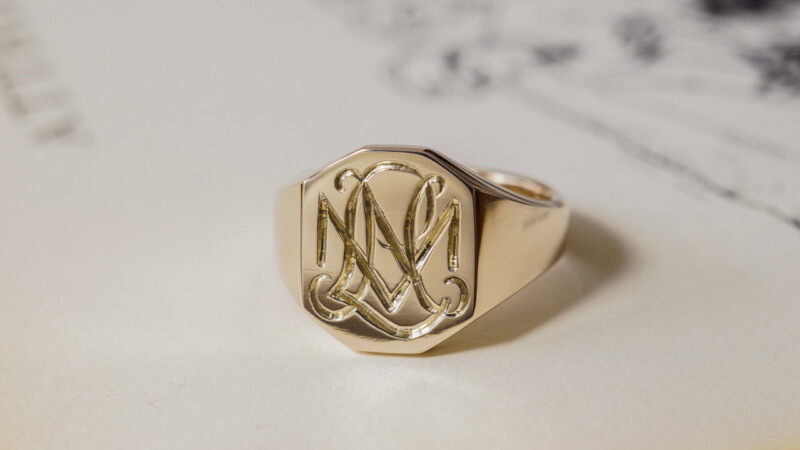 【Semi-custom made】Hand Engraved Octagon Signet Ring(9ct Yellow Gold) 「NML」_3 【Semi-custom made】Hand Engraved Octagon Signet Ring(9ct Yellow Gold) 「NML」_3
