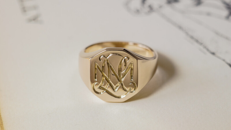 【Semi-custom made】Hand Engraved Octagon Signet Ring(9ct Yellow Gold) 「NML」_4 【Semi-custom made】Hand Engraved Octagon Signet Ring(9ct Yellow Gold) 「NML」_4