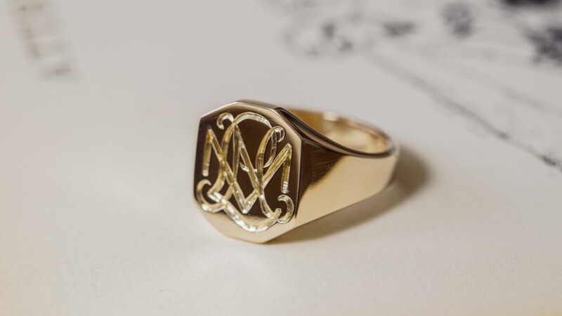 【Semi-custom made】Hand Engraved Octagon Signet Ring(9ct Yellow Gold) 「NML」_5 【Semi-custom made】Hand Engraved Octagon Signet Ring(9ct Yellow Gold) 「NML」_5