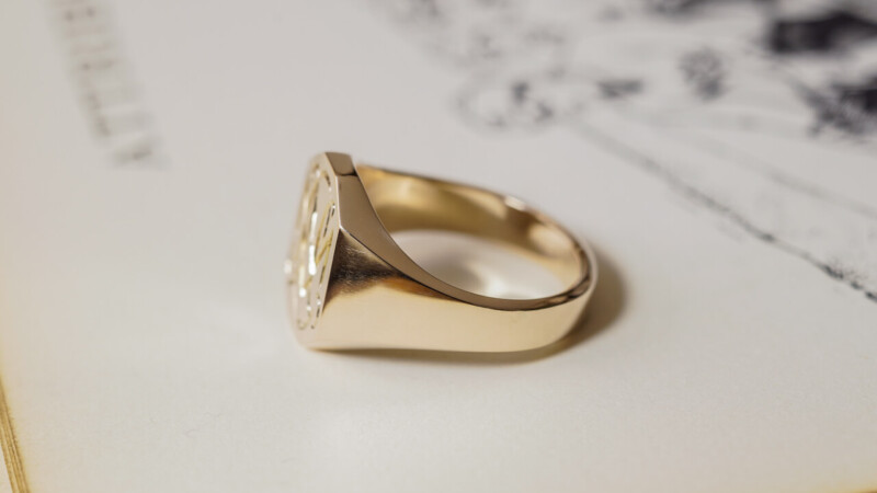 【Semi-custom made】Hand Engraved Octagon Signet Ring(9ct Yellow Gold) 「NML」_6 【Semi-custom made】Hand Engraved Octagon Signet Ring(9ct Yellow Gold) 「NML」_6
