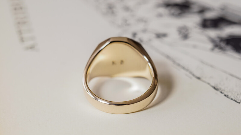 【Semi-custom made】Hand Engraved Octagon Signet Ring(9ct Yellow Gold) 「NML」_8 【Semi-custom made】Hand Engraved Octagon Signet Ring(9ct Yellow Gold) 「NML」_8