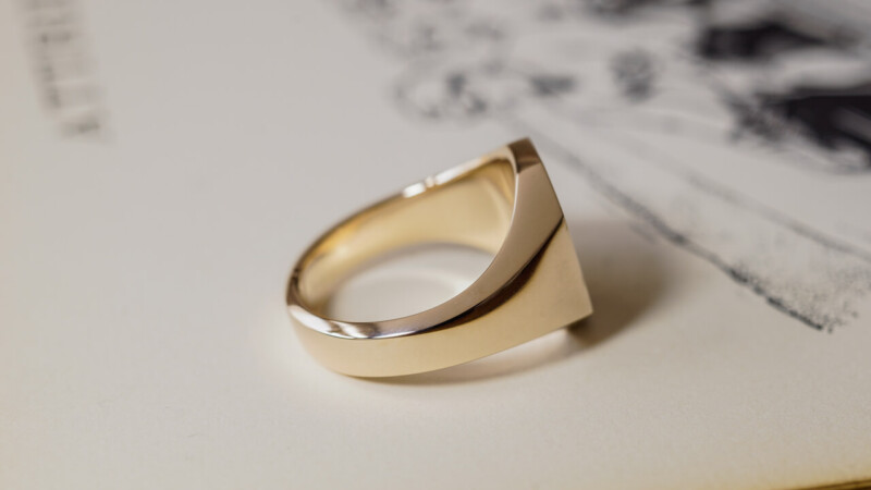 【Semi-custom made】Hand Engraved Octagon Signet Ring(9ct Yellow Gold) 「NML」_11
