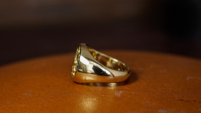 Hand Engraved Circle Signet Ring「HOPE,Bell」(K18YG)_10