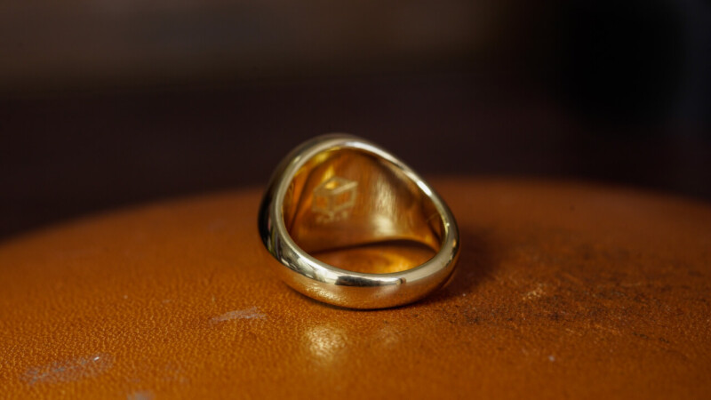 Hand Engraved Circle Signet Ring「HOPE,Bell」(K18YG)_11
