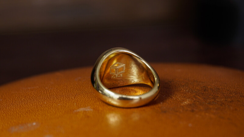 Hand Engraved Circle Signet Ring「HOPE,Bell」(K18YG)_12