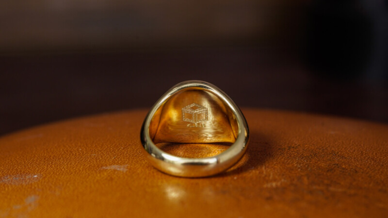 Hand Engraved Circle Signet Ring「HOPE,Bell」(K18YG)_13