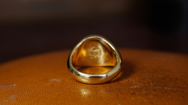 Hand Engraved Circle Signet Ring「HOPE,Bell」(K18YG)_14