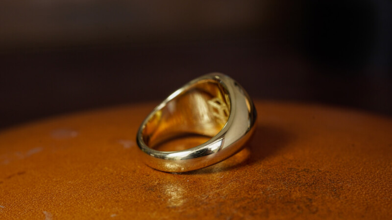 Hand Engraved Circle Signet Ring「HOPE,Bell」(K18YG)_15