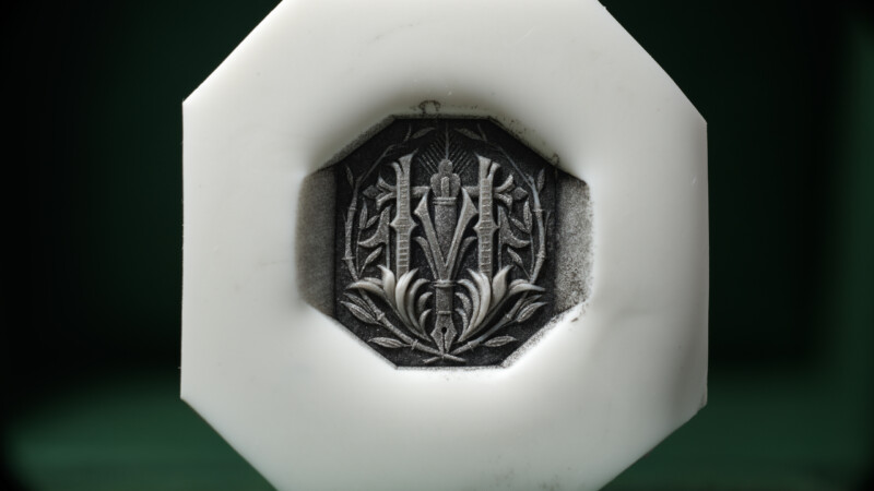 Hand Engraved Octagon Signet Ring(K9YG)「林(漢字)+万年筆+竹+松」_18 Hand Engraved Octagon Signet Ring(K9YG)「林(漢字)+万年筆+竹+松」_18