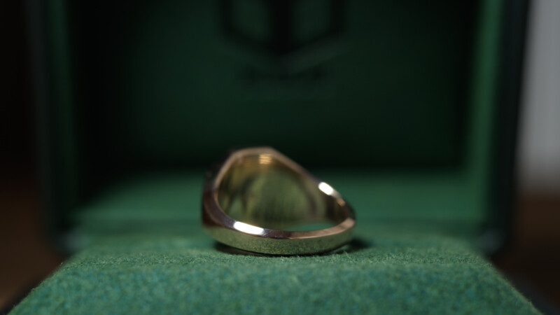 Hand Engraved Octagon Signet Ring(K9YG)「林(漢字)+万年筆+竹+松」_11 Hand Engraved Octagon Signet Ring(K9YG)「林(漢字)+万年筆+竹+松」_11