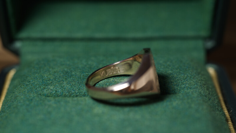 Hand Engraved Octagon Signet Ring(K9YG)「林(漢字)+万年筆+竹+松」_16 Hand Engraved Octagon Signet Ring(K9YG)「林(漢字)+万年筆+竹+松」_16
