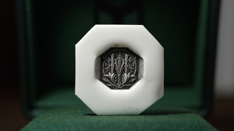 Hand Engraved Octagon Signet Ring(K9YG)「林(漢字)+万年筆+竹+松」_17 Hand Engraved Octagon Signet Ring(K9YG)「林(漢字)+万年筆+竹+松」_17