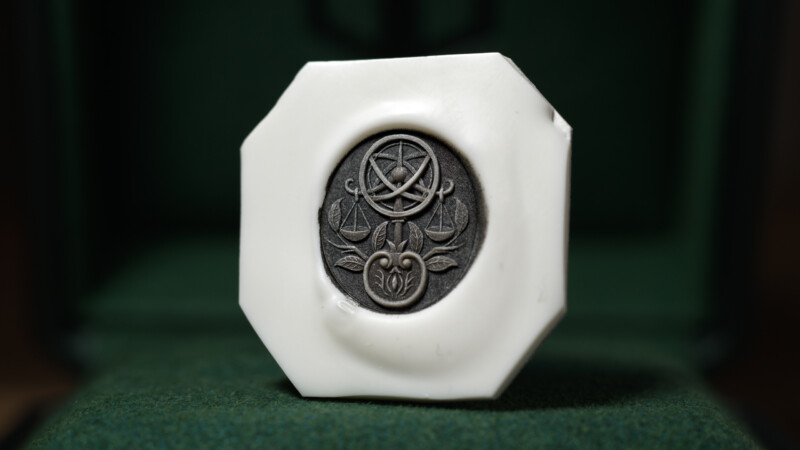 Hand Engraved Oval Signet Ring(K18PG) 「天球儀+天秤+リンゴ」+「JY(側面彫刻)」_16 Hand Engraved Oval Signet Ring(K18PG) 「天球儀+天秤+リンゴ」+「JY(側面彫刻)」_16
