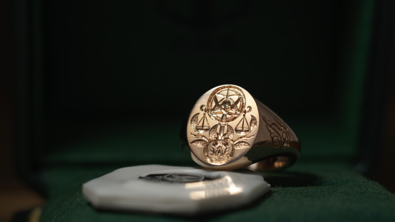 Hand Engraved Oval Signet Ring(K18PG) 「天球儀+天秤+リンゴ」+「JY(側面彫刻)」_7 Hand Engraved Oval Signet Ring(K18PG) 「天球儀+天秤+リンゴ」+「JY(側面彫刻)」_7