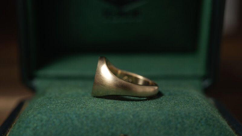 Hand Engraved Oval Signet Ring(K14YG) 「K+家紋(西六条家藤)+太陽」+「Strentle(裏面彫刻)」_7 Hand Engraved Oval Signet Ring(K14YG) 「K+家紋(西六条家藤)+太陽」+「Strentle(裏面彫刻)」_7