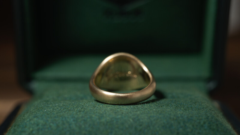 Hand Engraved Oval Signet Ring(K14YG) 「K+家紋(西六条家藤)+太陽」+「Strentle(裏面彫刻)」_9 Hand Engraved Oval Signet Ring(K14YG) 「K+家紋(西六条家藤)+太陽」+「Strentle(裏面彫刻)」_9