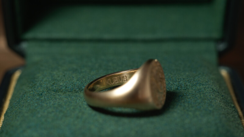 Hand Engraved Oval Signet Ring(K14YG) 「K+家紋(西六条家藤)+太陽」+「Strentle(裏面彫刻)」_16 Hand Engraved Oval Signet Ring(K14YG) 「K+家紋(西六条家藤)+太陽」+「Strentle(裏面彫刻)」_16