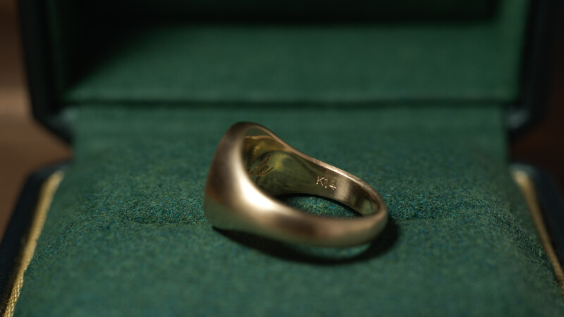 Hand Engraved Oval Signet Ring(K14YG) 「K+家紋(西六条家藤)+太陽」+「Strentle(裏面彫刻)」_17 Hand Engraved Oval Signet Ring(K14YG) 「K+家紋(西六条家藤)+太陽」+「Strentle(裏面彫刻)」_17