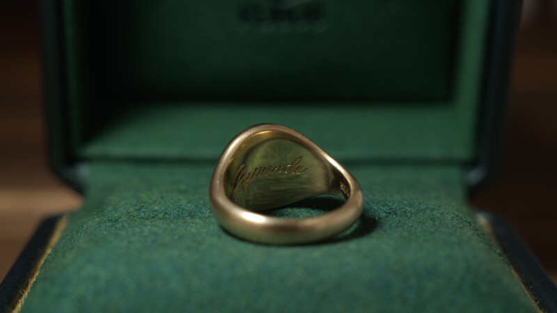Hand Engraved Oval Signet Ring(K14YG) 「K+家紋(西六条家藤)+太陽」+「Strentle(裏面彫刻)」_12 Hand Engraved Oval Signet Ring(K14YG) 「K+家紋(西六条家藤)+太陽」+「Strentle(裏面彫刻)」_12