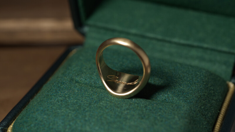 Hand Engraved Oval Signet Ring(K14YG) 「K+家紋(西六条家藤)+太陽」+「Strentle(裏面彫刻)」_15 Hand Engraved Oval Signet Ring(K14YG) 「K+家紋(西六条家藤)+太陽」+「Strentle(裏面彫刻)」_15