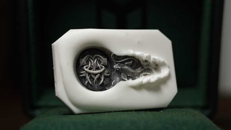 Hand Engraved Oval Signet Ring(K18YG)「MT（アヤメ）＋家紋（組み合い角に三つ星）＋綱（結び）」＋「Y＋登り鯉（側面彫刻）」_24