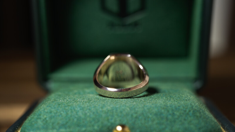 Hand Engraved Octagon Signet Ring(K9YG)「M＋アザミ」_8