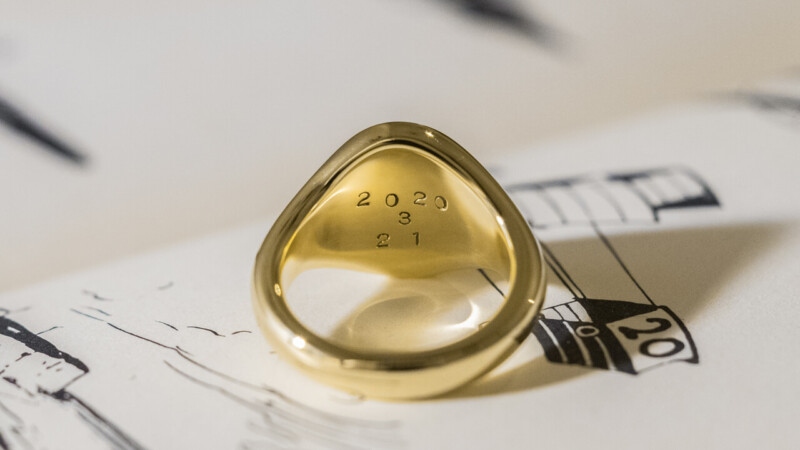 【Semi-custom made】Hand Engraved Oval Signet Ring(Brass) 「TO」_7