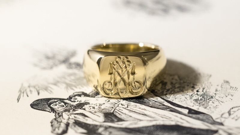 【Bespoke Order】Hand Engraved Pair Square Signet Ring(Brass) 「MA」_2 【Bespoke Order】Hand Engraved Pair Square Signet Ring(Brass) 「MA」_2