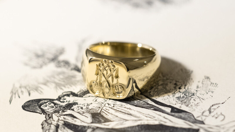 【Bespoke Order】Hand Engraved Pair Square Signet Ring(Brass) 「MA」_3 【Bespoke Order】Hand Engraved Pair Square Signet Ring(Brass) 「MA」_3
