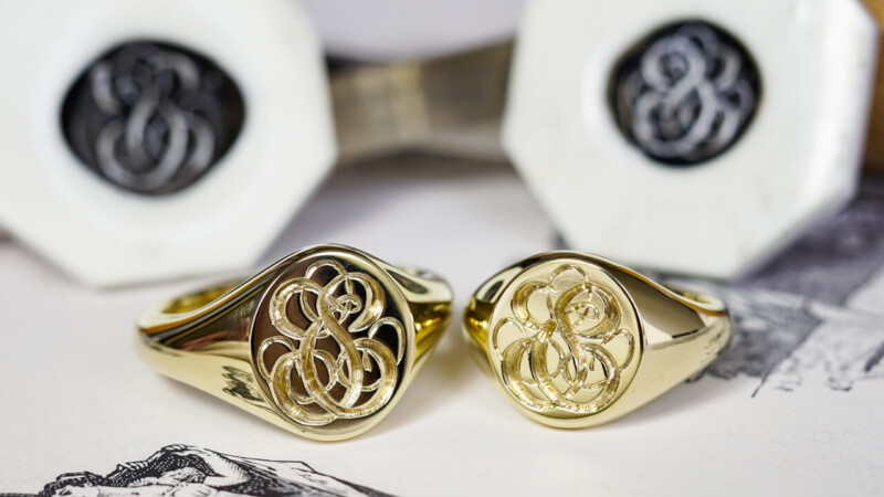 【Wedding Signet Rings】Hand Engraved Oval Signet Rings「TS」(Brass) 【Wedding Signet Rings】Hand Engraved Oval Signet Rings「TS」(Brass)