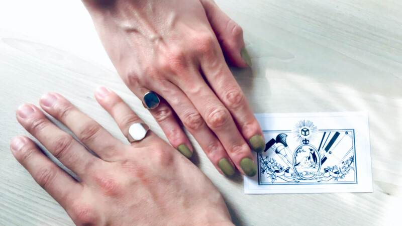 【Semi-custom made】Pair Octagon Signet Ring(9ct Yellow Gold&Sv925)_9