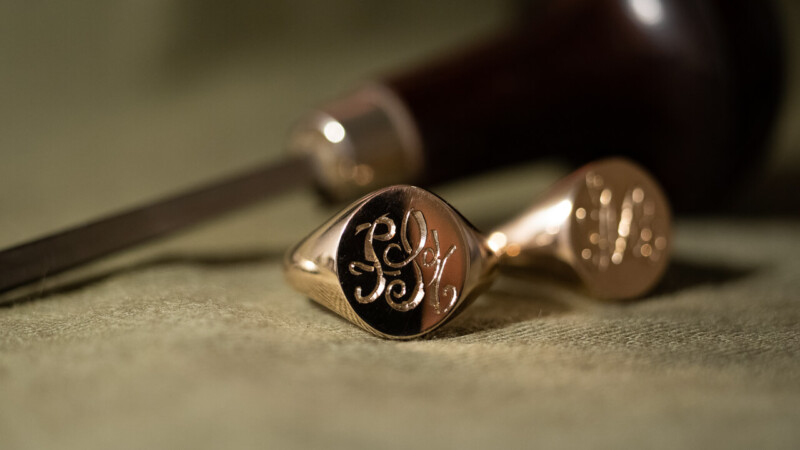 【Regular item】Signet Ring-Hand Engraved(KUBUS Original Monogram)A-4