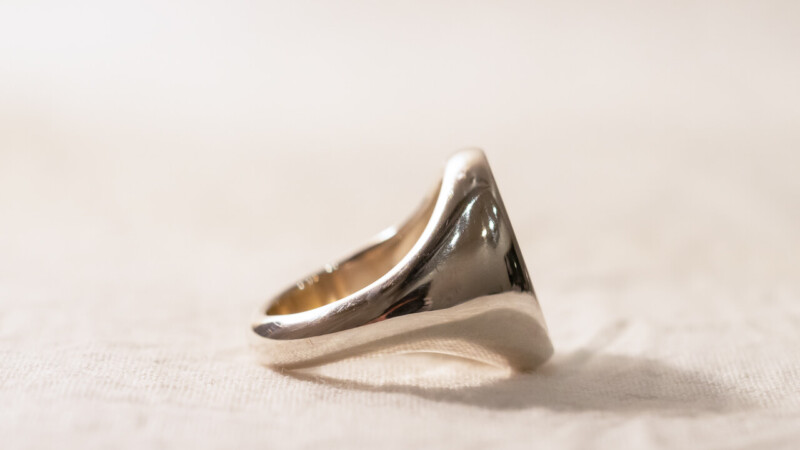 【Regular item】Brass×Silver combination Signet-ring(L)12