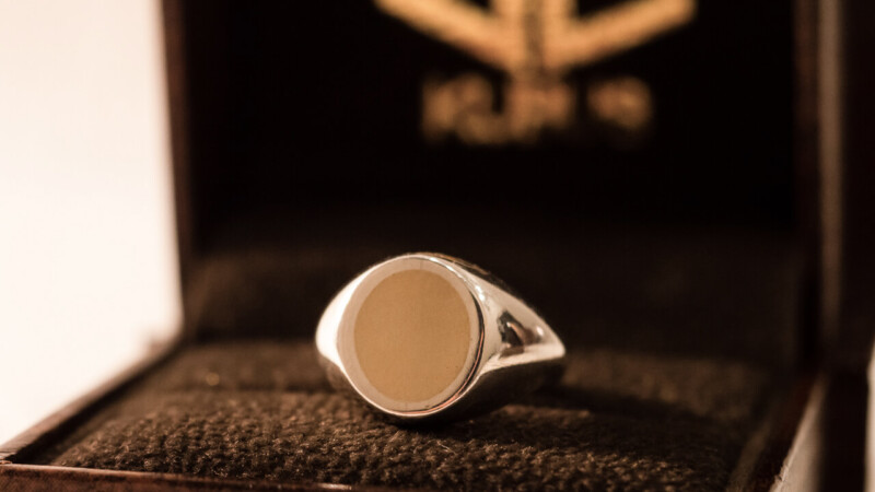 【Regular item】Brass×Silver combination Signet-ring(S)