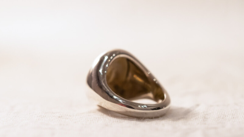 【Regular item】Brass×Silver combination Signet-ring(L)7