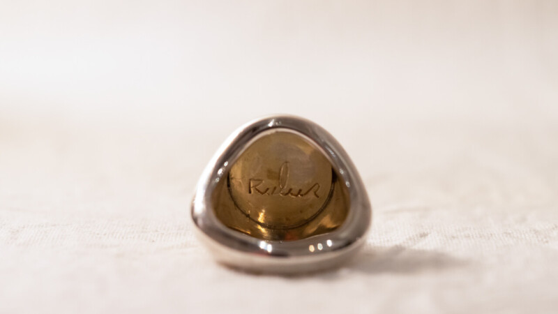 【Regular item】Brass×Silver combination Signet-ring(L)8